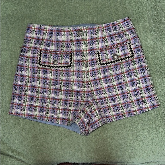 House of Harlow 1960 High Waist Plaid Shorts - Pink,...